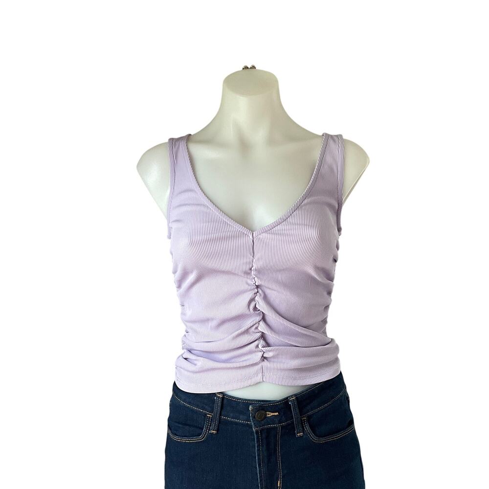 Forever 21 Lavender Ribbed Ruched Tank Top: Y2K, Modern